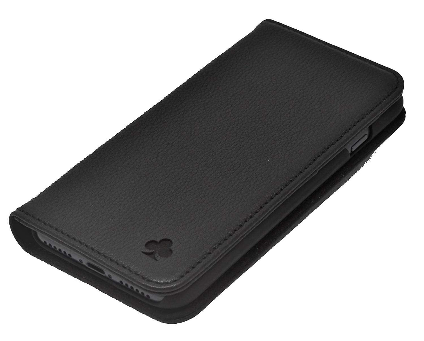 iPhone 7 Plus / 8 Plus Leather Case. Premium Slim Genuine Leather Stand Case/Cover/Wallet (Black)