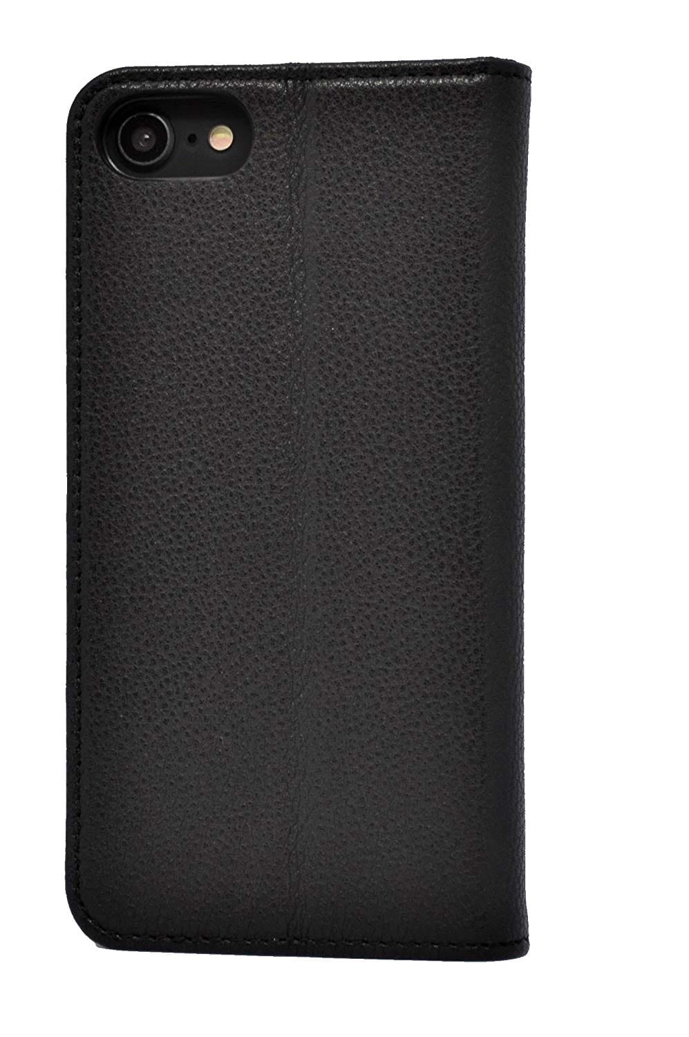 iPhone 5S / 5 Leather Case. Premium Slim Genuine Leather Stand Case/Cover/Wallet (Pure Black)