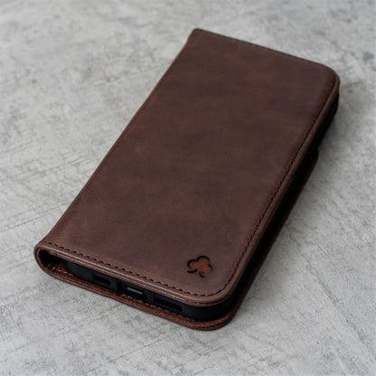 Samsung Galaxy S23 Leather Case. Premium Slim Genuine Leather Stand Case/Cover/Wallet (Chocolate Brown)