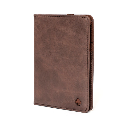 Premium Leather Passport Holder/Case/Cover/Travel Wallet (Dark Brown)