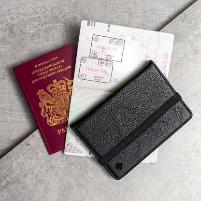 Premium Leather Passport Holder/Case/Cover/Travel Wallet (Black)