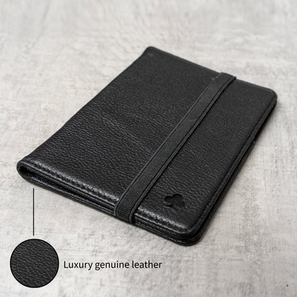 Premium Leather Passport Holder/Case/Cover/Travel Wallet (Black)