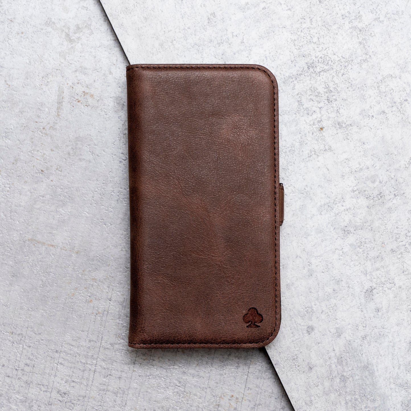 iPhone 15 Leather Case. Premium Slim Genuine Leather Stand Case/Cover/Wallet (Chocolate Brown)