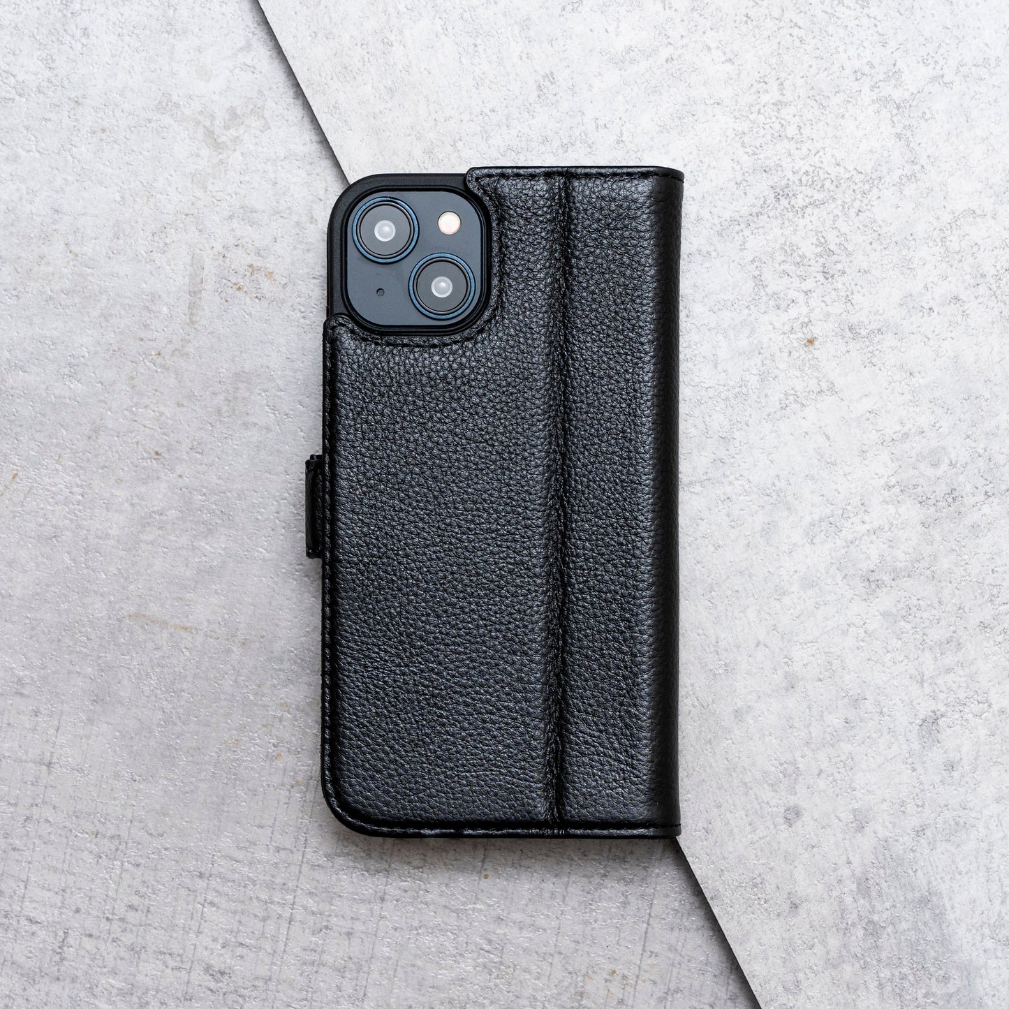iPhone 15 Plus Leather Case. Premium Slim Genuine Leather Stand Case/Cover/Wallet (Black)
