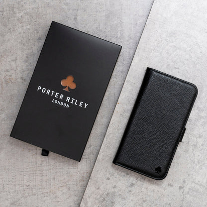 Google Pixel 7 Pro Leather Case. Premium Slim Genuine Leather Stand Case/Cover/Wallet (Black)
