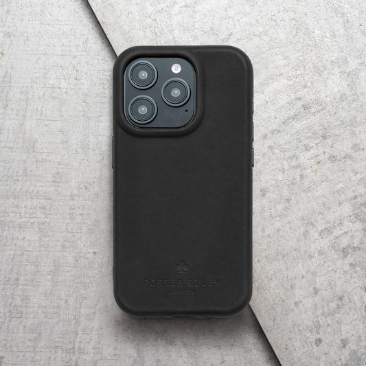PORTER RILEY - Leather Case for iPhone 15 Pro. Premium Genuine Leather Slim Back/Bumper/Shell/Shockproof Case