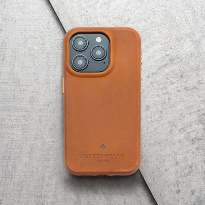 PORTER RILEY - Leather Case for iPhone 15 Pro. Premium Genuine Leather Slim Back/Bumper/Shell/Shockproof Case