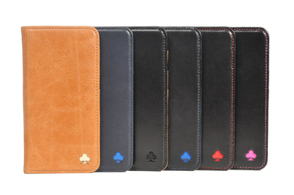 iPhone 12 Mini Leather Case. Premium Slim Genuine Leather Stand Case/Cover/Wallet (Black)