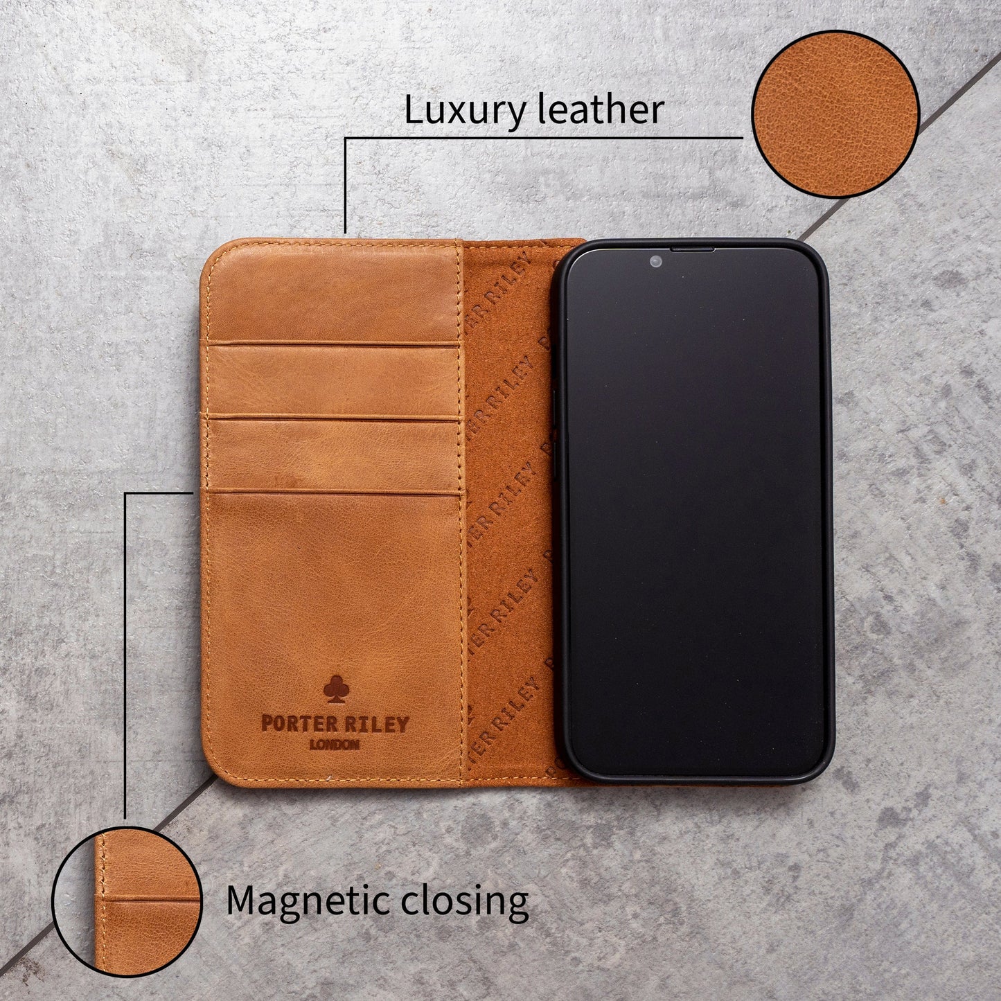 Huawei Mate 20 Pro Leather Case. Premium Slim Genuine Leather Stand Case/Cover/Wallet (Tan)