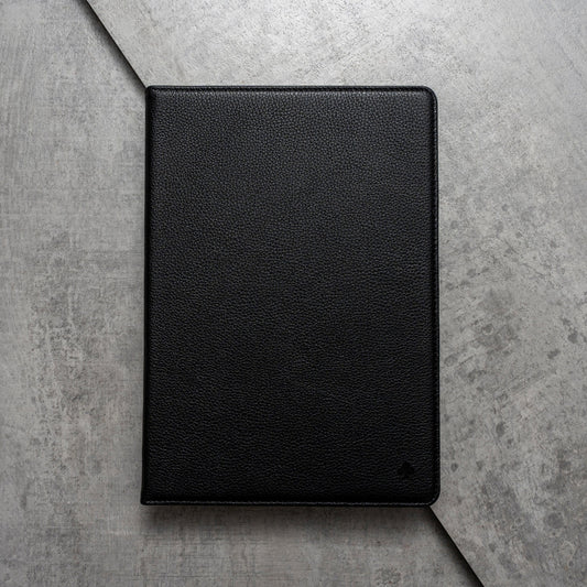 iPad Mini 5 Leather Case. Premium Slim Genuine Leather Stand Case/Cover/Wallet (Pure Black)