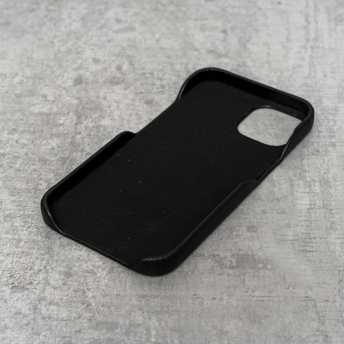 iPhone 13 Pro Max Leather Case. Premium Slimline Back Genuine Leather Case (Pure Black)