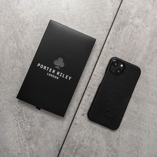 iPhone 11 Leather Case. Premium Slimline Back Genuine Leather Case (Pure Black)