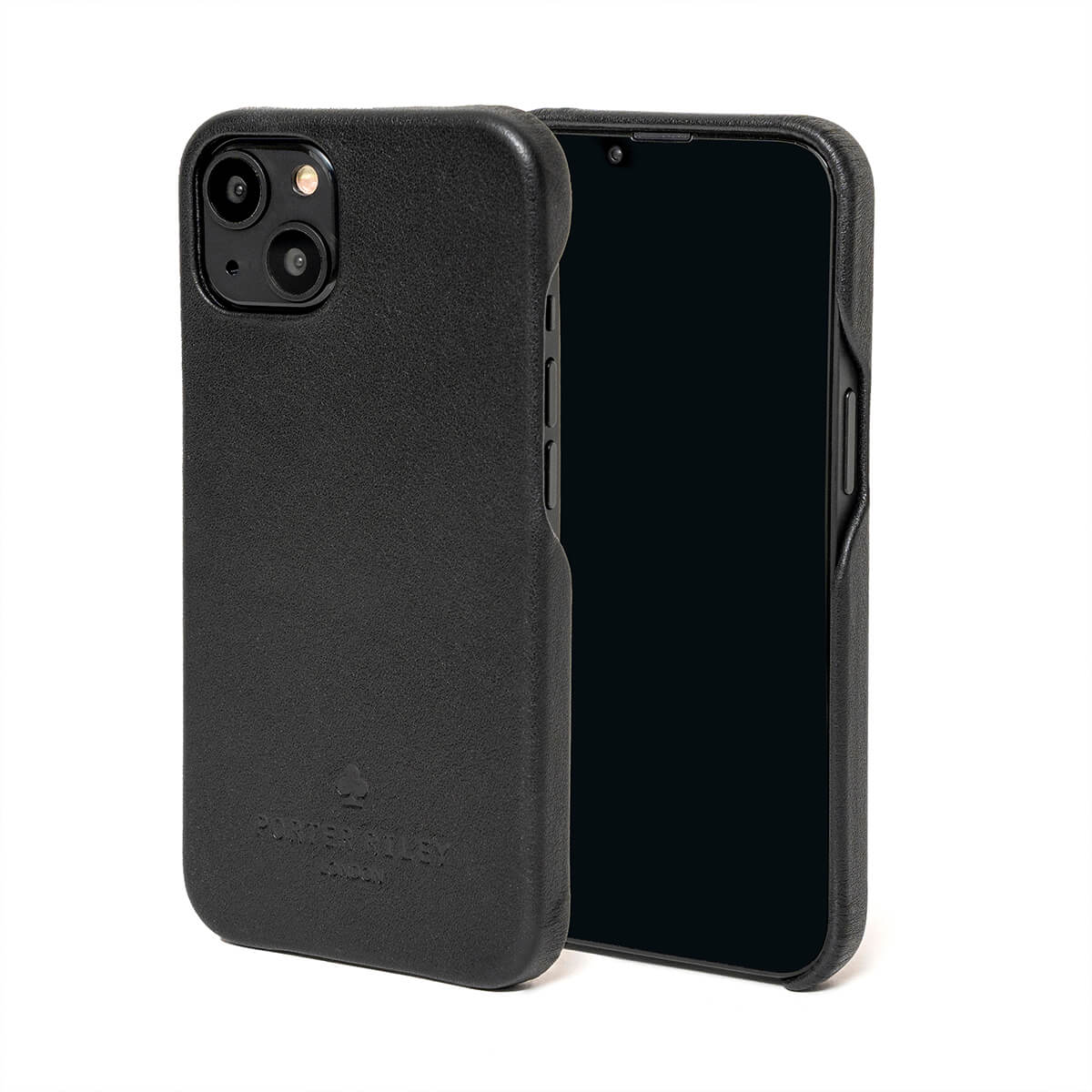 iPhone 12 Mini Leather Case. Premium Slimline Back Genuine Leather Case (Pure Black)