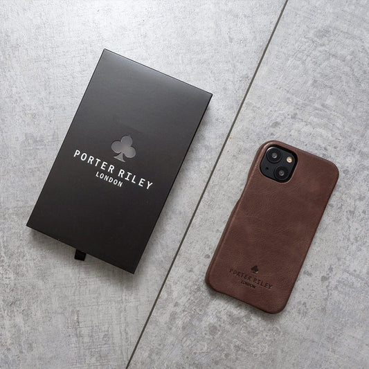 iPhone 12 Pro Leather Case. Premium Slimline Back Genuine Leather Case (Chocolate Brown)