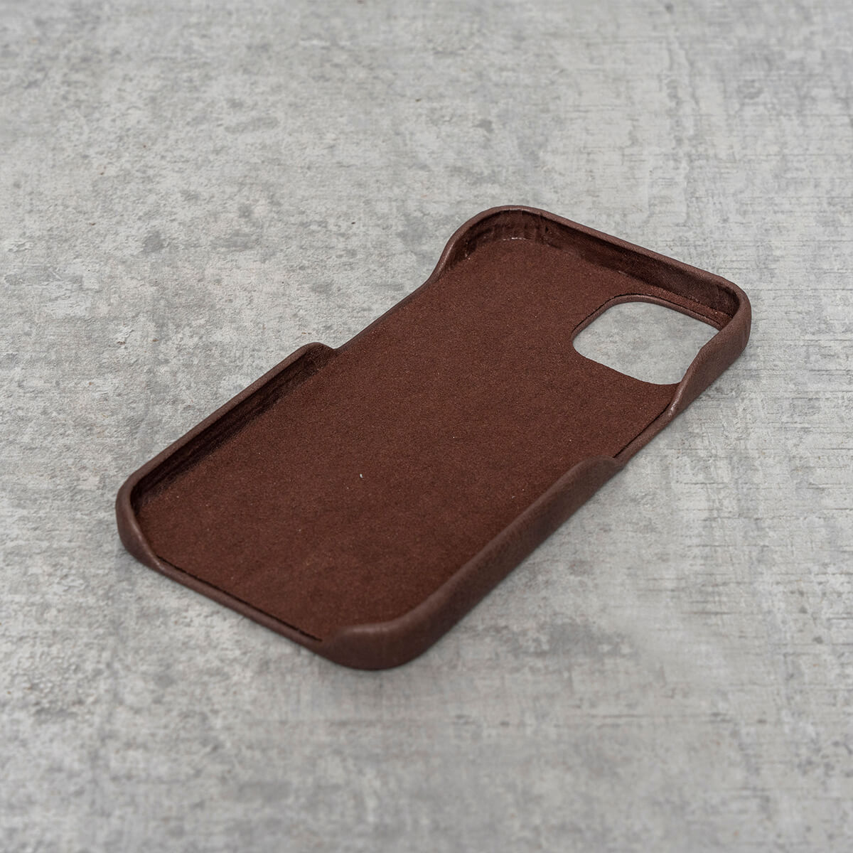 iPhone 12 Mini Leather Case. Premium Slimline Back Genuine Leather Case (Chocolate Brown)