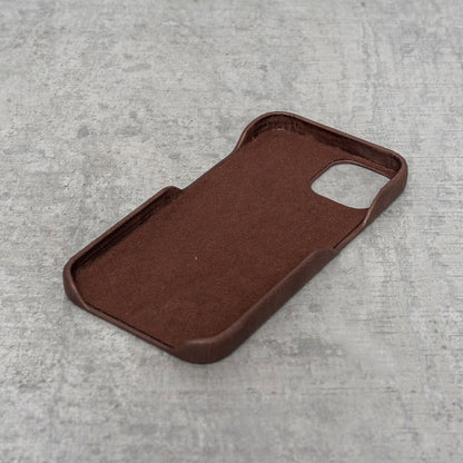 iPhone 12 Leather Case. Premium Slimline Back Genuine Leather Case (Chocolate Brown)