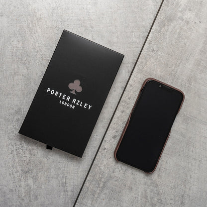 iPhone 12 Pro Max Leather Case. Premium Slimline Back Genuine Leather Case (Chocolate Brown)