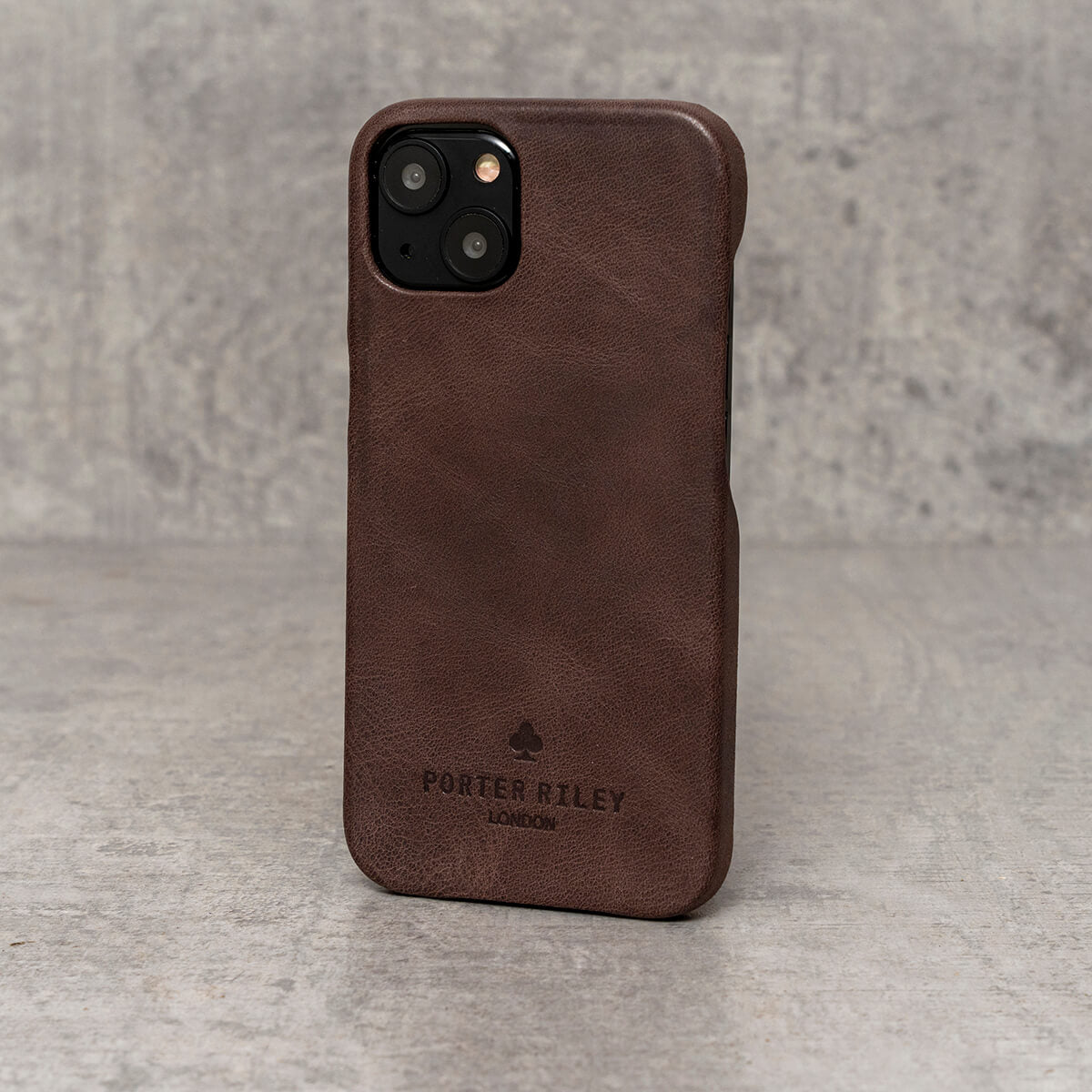 iPhone 13 Mini Leather Case. Premium Slimline Back Genuine Leather Case (Chocolate Brown)