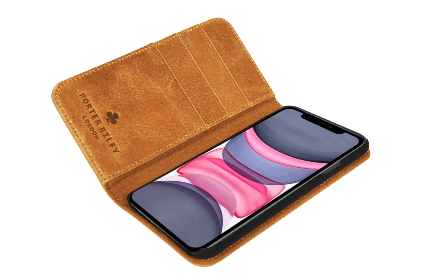 iPhone 13 Mini Leather Case. Premium Slim Genuine Leather Stand Case/Cover/Wallet (Tan)
