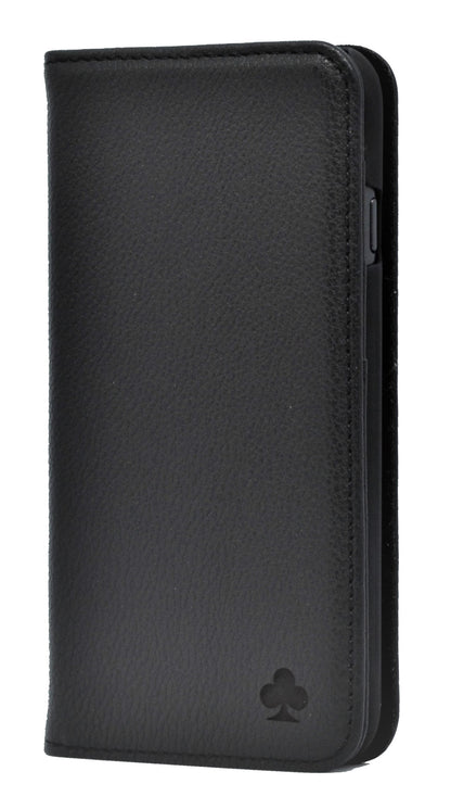 iPhone 12 Pro Leather Case. Premium Slim Genuine Leather Stand Case/Cover/Wallet (Black)
