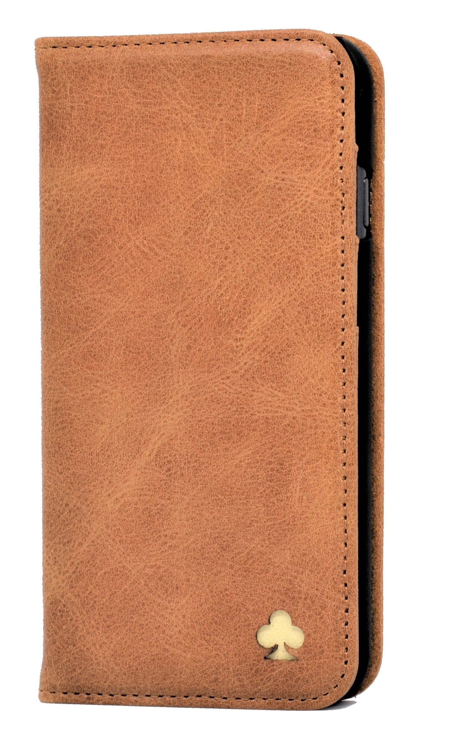iPhone 12 Mini Leather Case. Premium Slim Genuine Leather Stand Case/Cover/Wallet (Tan)