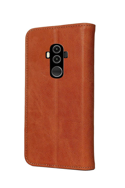 Huawei Mate 10 Pro Leather Case. Premium Slim Genuine Leather Stand Case/Cover/Wallet (Tan)