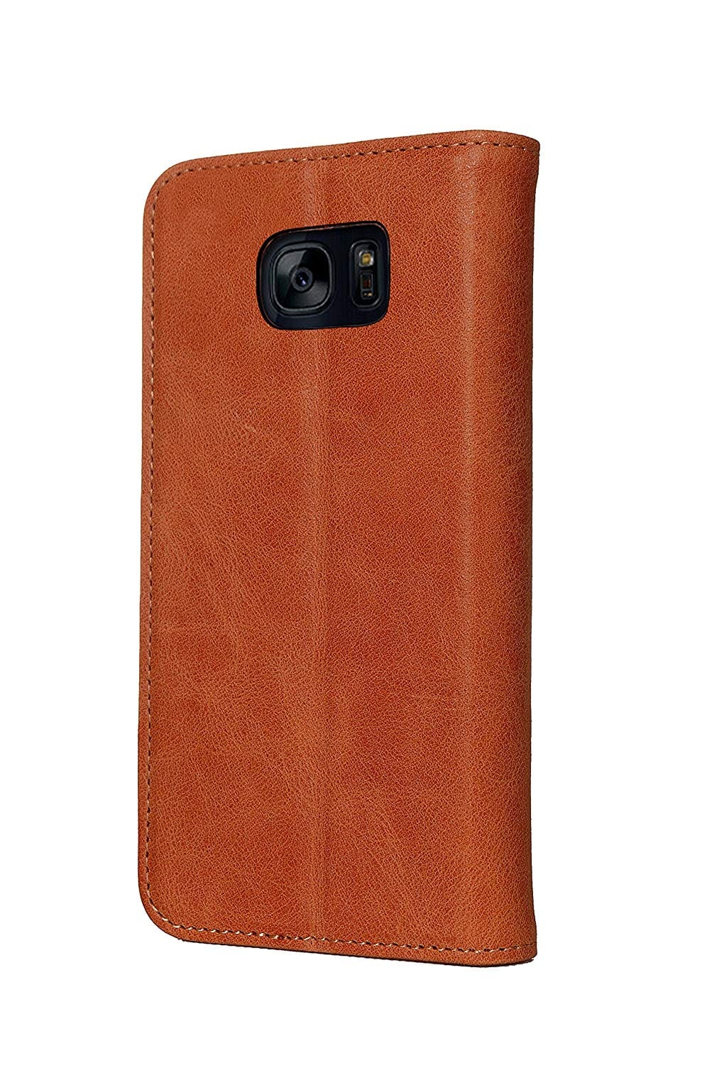 Samsung Galaxy S7 Leather Case. Premium Slim Genuine Leather Stand Case/Cover/Wallet (Tan)