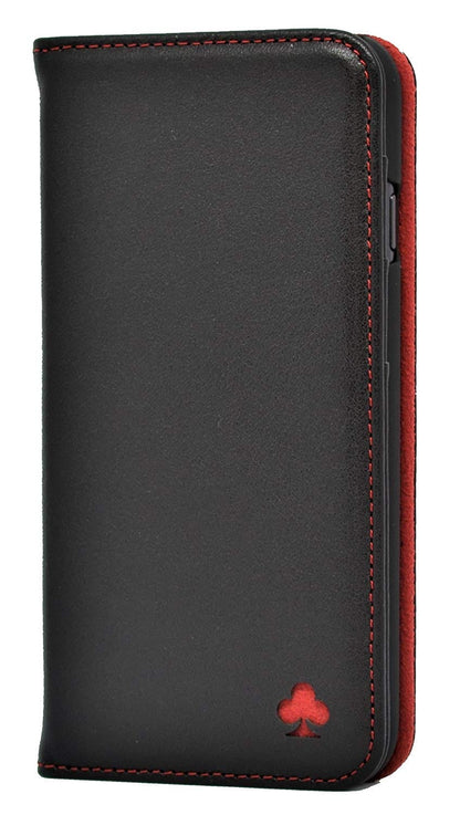 Samsung Galaxy S8 Plus Leather Case. Premium Slim Genuine Leather Stand Case/Cover/Wallet (Black & Red)