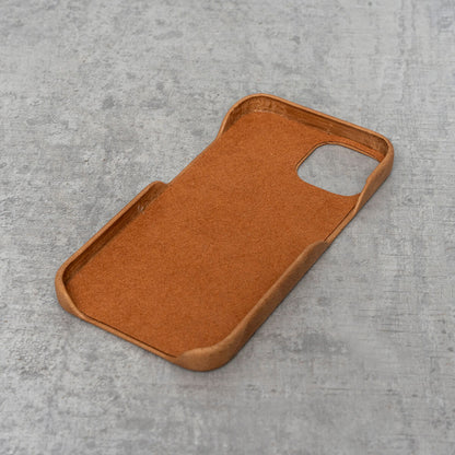 iPhone 13 Pro Leather Case. Premium Slimline Back Genuine Leather Case (Tan)