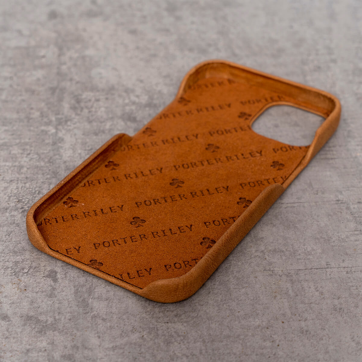 iPhone 13 Pro Leather Case. Premium Slimline Back Genuine Leather Case (Tan)