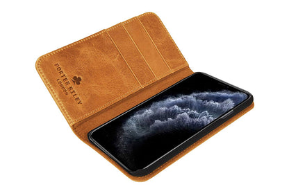 iPhone 11 Pro Leather Case. Premium Slim Genuine Leather Stand Case/Cover/Wallet (Tan)