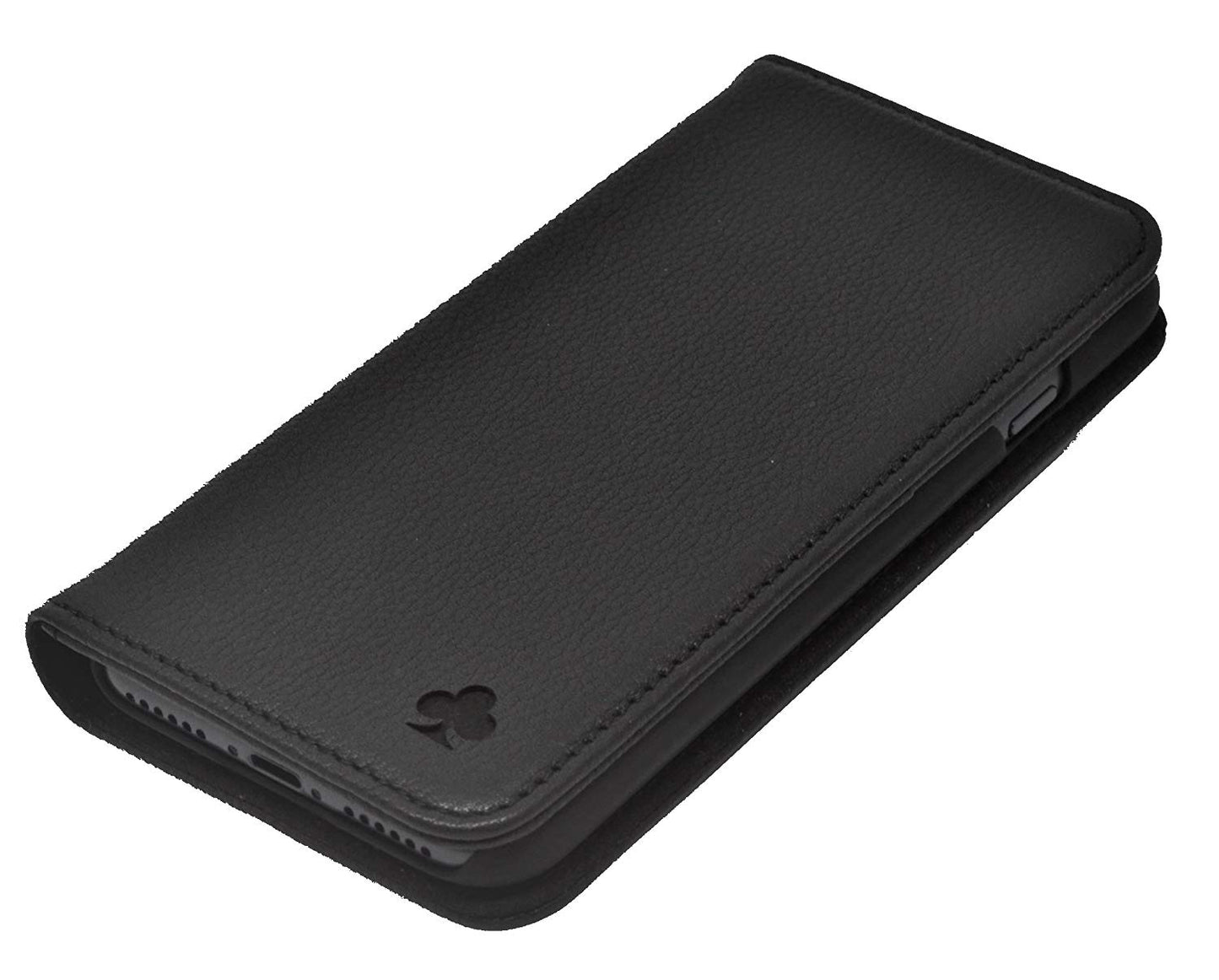 iPhone 11 Pro Max Leather Case. Premium Slim Genuine Leather Stand Case/Cover/Wallet (Pure Black)