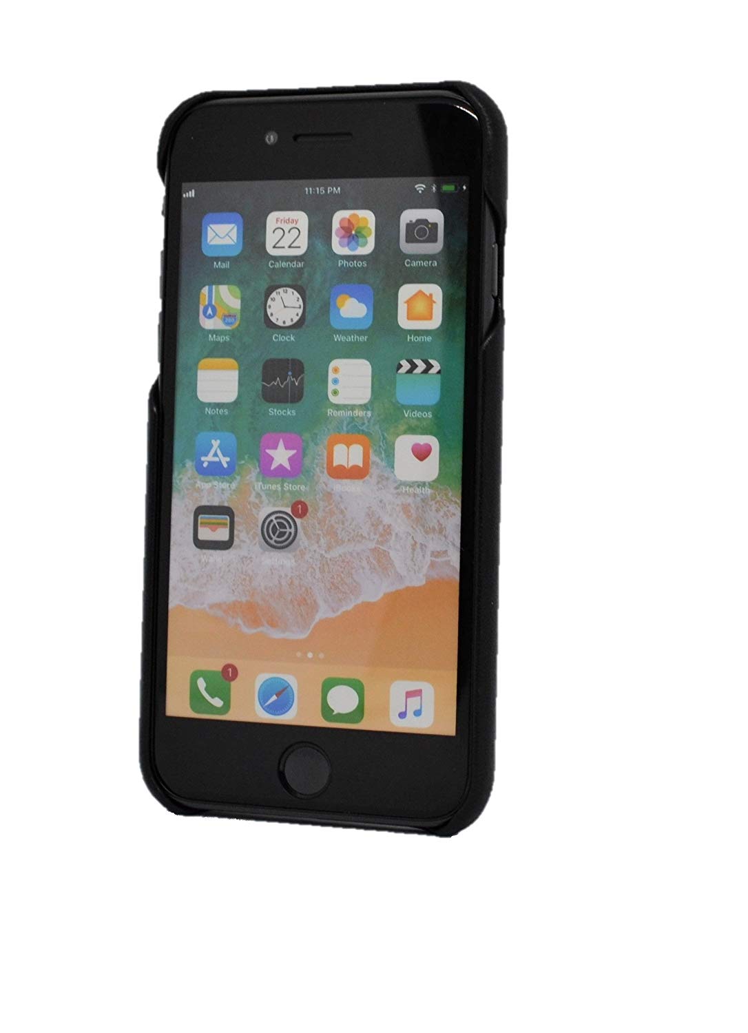 iPhone SE 2020 & iPhone 7 / 8 Leather Case. Premium Slimline Back Genuine Leather Case (Black)