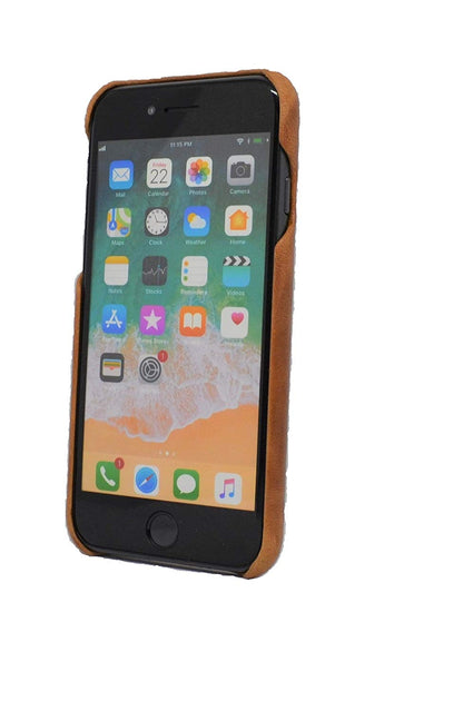 iPhone 7 Plus / 8 Plus Leather Case. Premium Slimline Back Genuine Leather Case (Tan)
