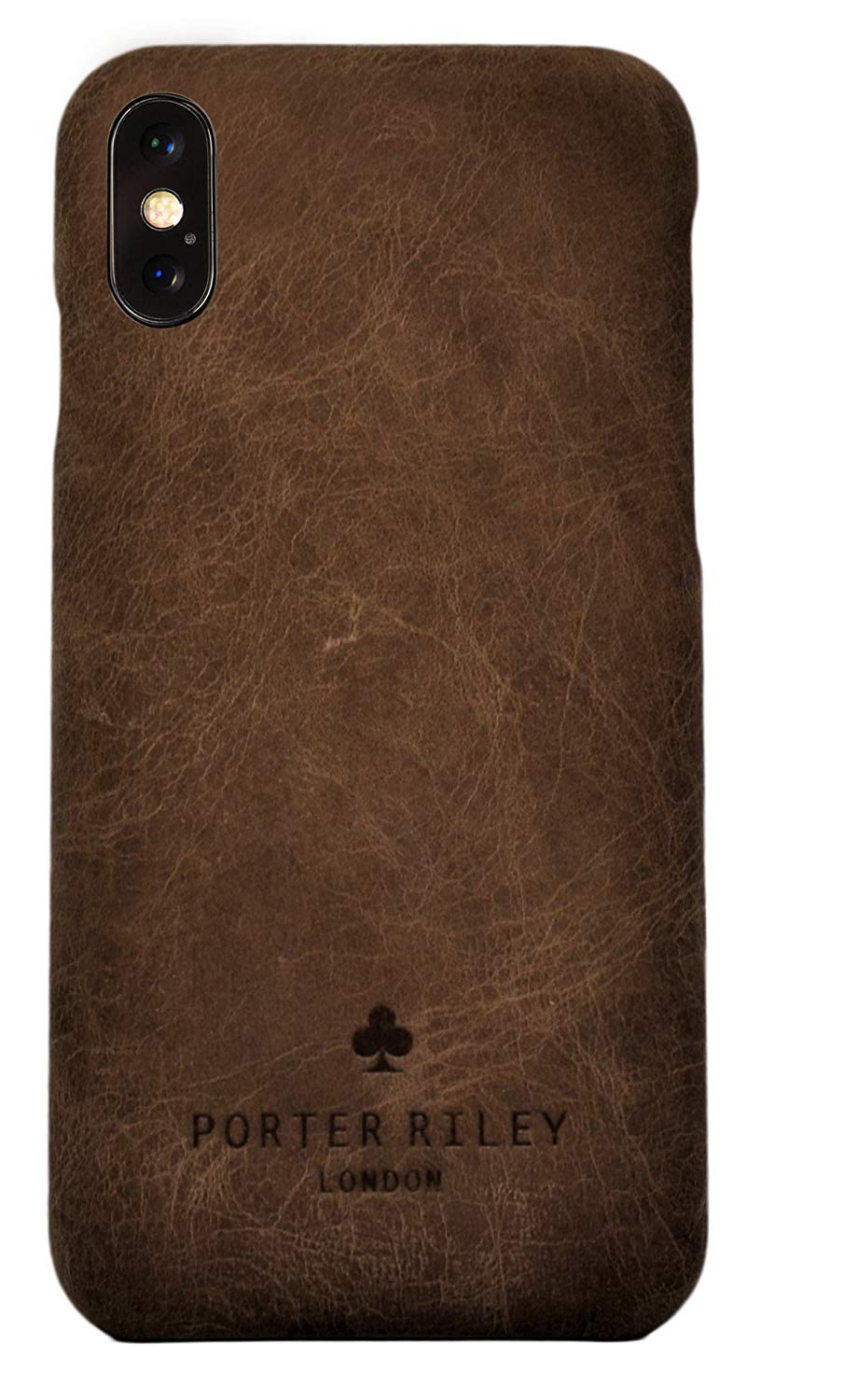 iPhone XS / X Leather Case. Premium Slimline Back Genuine Leather Case (Chocolate Brown)