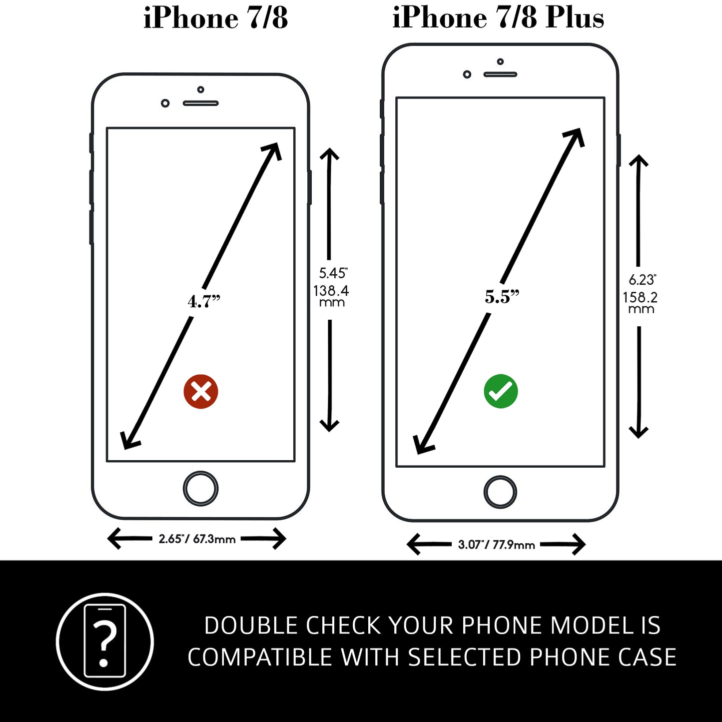 iPhone 7 Plus / 8 Plus Leather Case. Premium Slim Genuine Leather Stand Case/Cover/Wallet (Black & Red)