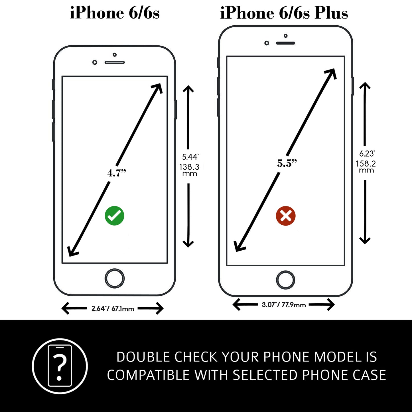 iPhone 6 Plus / 6S Plus Leather Case. Premium Slimline Back Genuine Leather Case (Black)